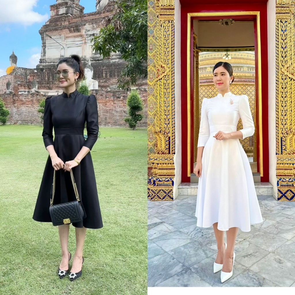 พร้อมส่ง เดรสบรมพิมานทรงย้วย ชุดดำ ชุดไทยบรมพิมานประยุกต์