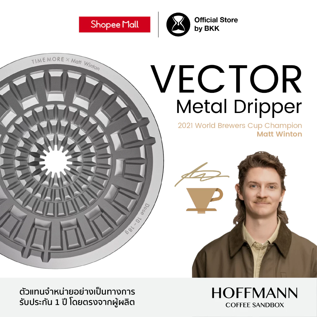 Timemore VECTOR Dripper x Matt Winton (ประกันศูนย์ 1 ปี) ดริปเปอร์ระบบแรงดัน 3 โซน น้ำไหลเร็ว สม่ำเสมอ