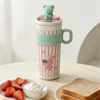 [Ready Stock] MUSAแก้วเก็บความเย็น 630ML สแตนเลส 316 แท้! ดีไซน์น้องหมีสุดน่ารัก กระติกน้ำเก็บอุณหภูมิ ร้อน-เย็น พกพาสะด