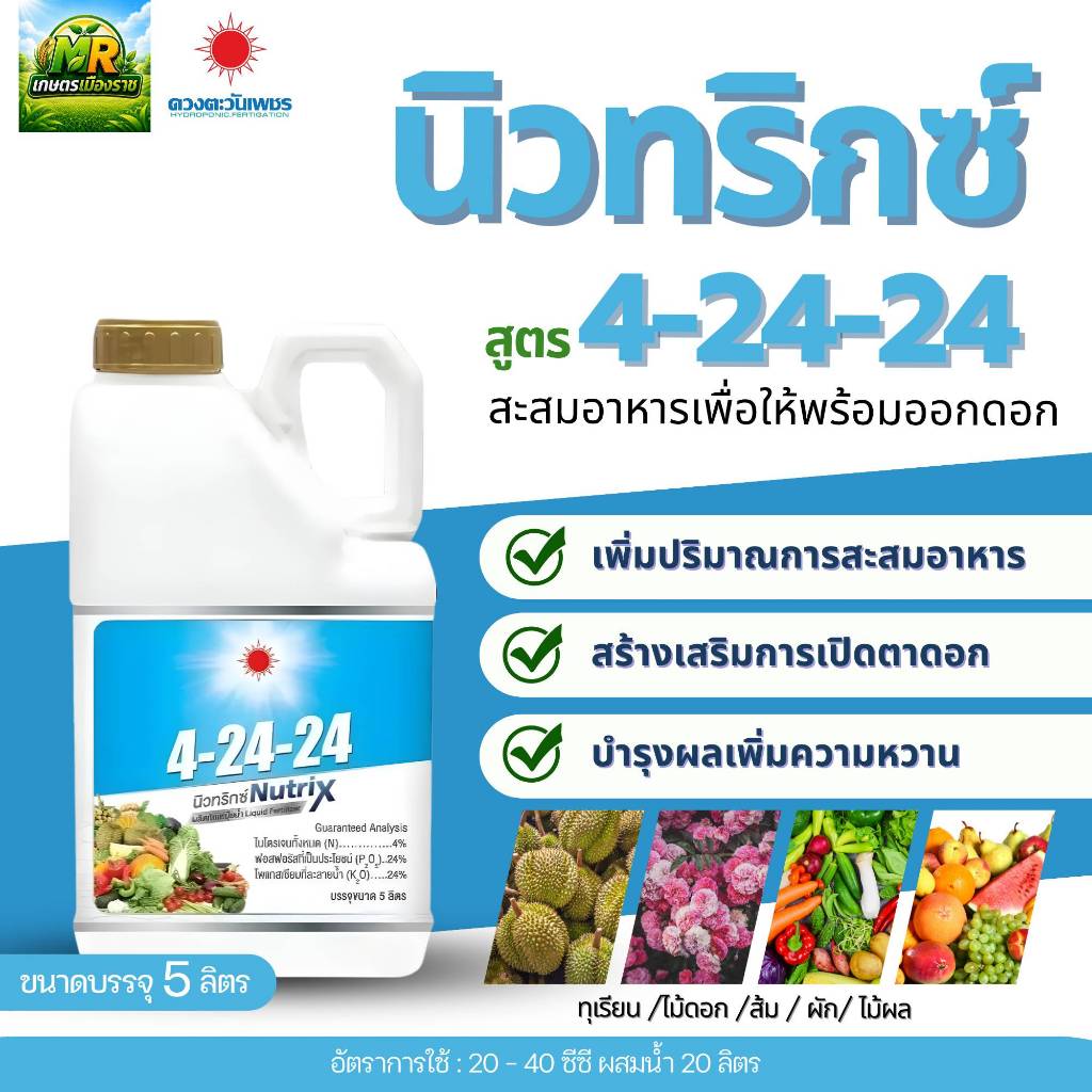ปุ๋ยน้ำ 4-24-24 (แกลลอน 5 ลิตร) #เกษตรเมืองราช