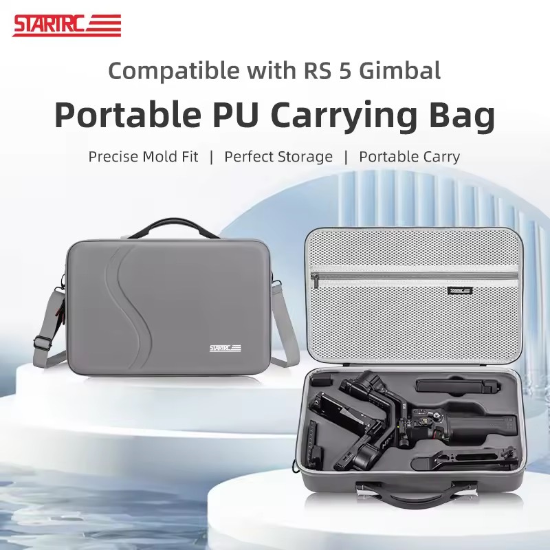 STARTRC Carrying Bag for DJI Ronin RS 5 Gimbal Stabilizer Accessories PU Storage Bag for Travel