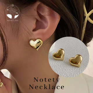 MNL💗ต่างหูหัวใจสีเงิน Silver Rock Heart แบบแป้น เครื่องประดับแฟชั่น เงินแท้ ผู้หญิง ใส่ออกงาน ใส่เที่ยว ของขวัญ