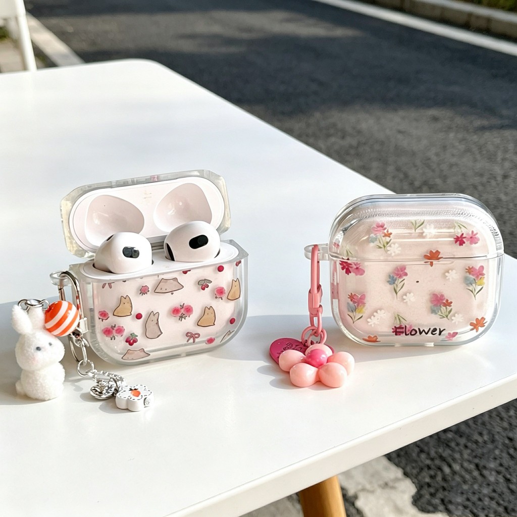 พร้อมส่ง กระต่ายขาว เคสหูฟังAirpods4 เคสใสการ์ตูนนูน Airpods3 เคสหูฟังบลูทูธ gen3 gen2 เคสหูฟังไร้สา