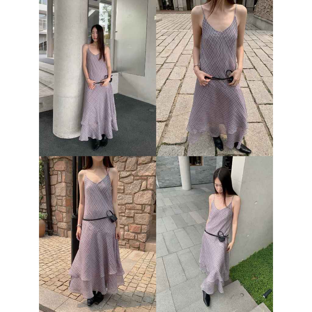 INBYIN - ชุดเดรสสายเดี่ยวยาวลายสก็อต MISTY PLAID DRESS - I3667