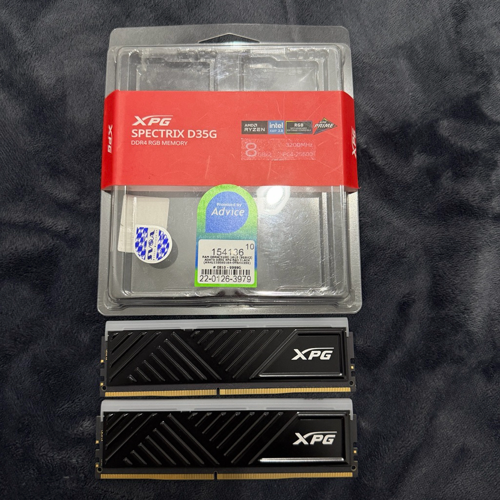 ADATA D35G XPG RGB BLACK DDR4 16GB (8GBX2) 3200Mhz (แรมพีซี) Memory RAM (หน่วยความจำ) แรม มือสอง