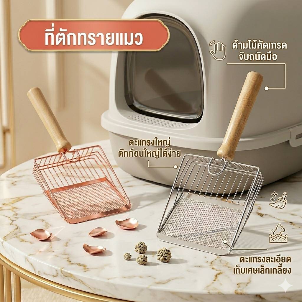 ที่ตักทรายแมวสแตนเลส, ที่ตักทรายแมวรูเล็ก, ที่ตักทรายแมวพรีเมียม