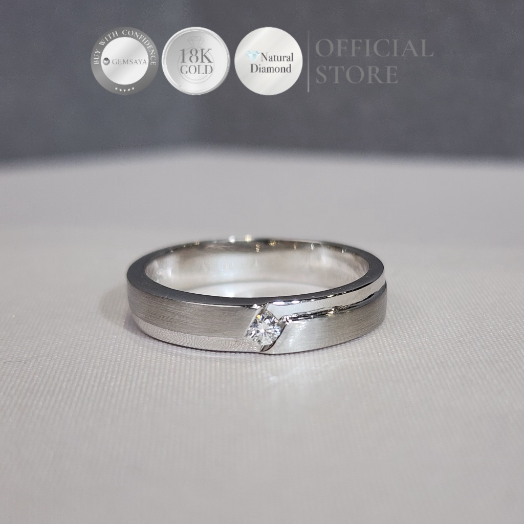 GEMSAYA แหวนเพชร R2082 เรือน18K เพชรแท้น้ำ99 VVS