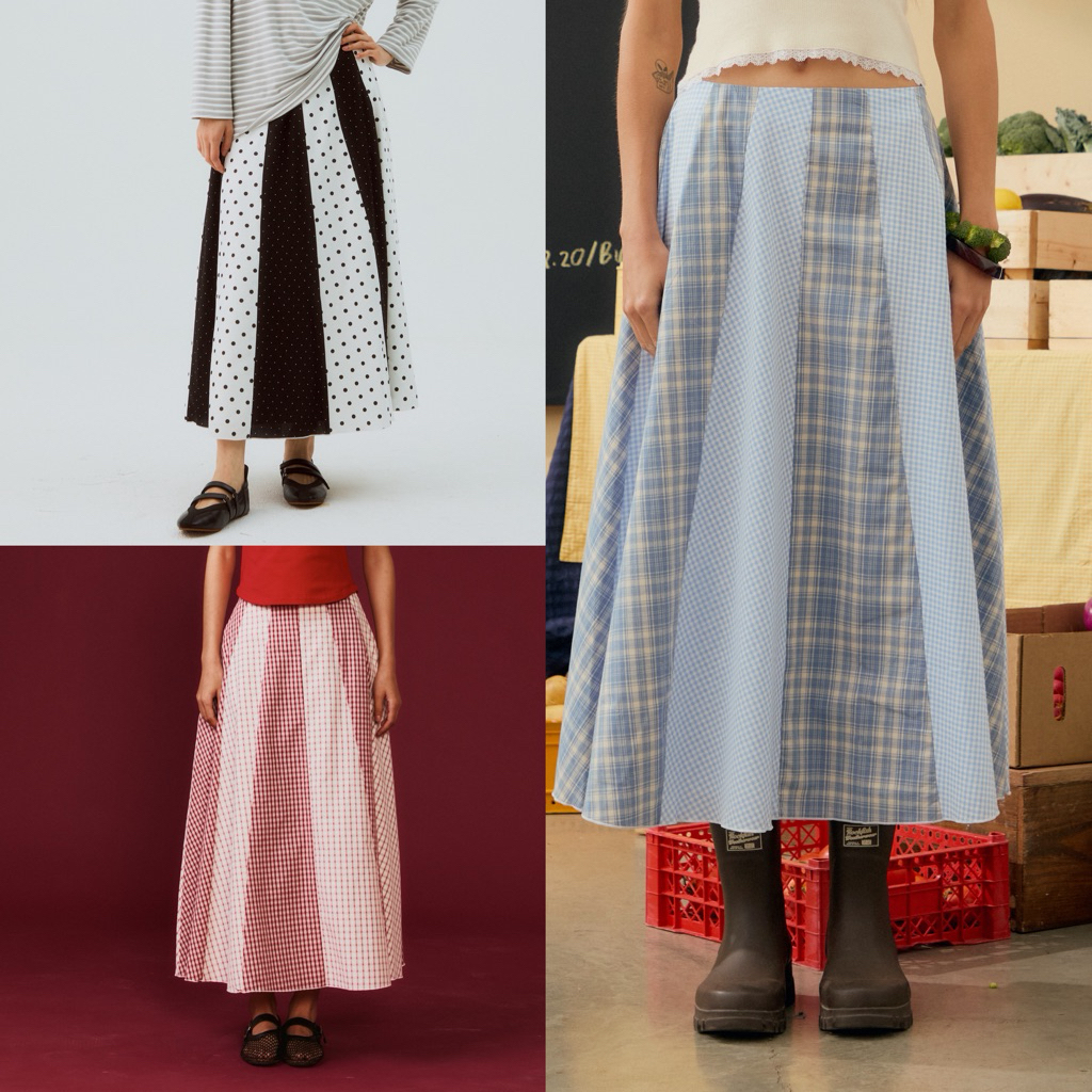 Audrey Skirt กระโปรงยาวดีเทลตัดต่อผ้า