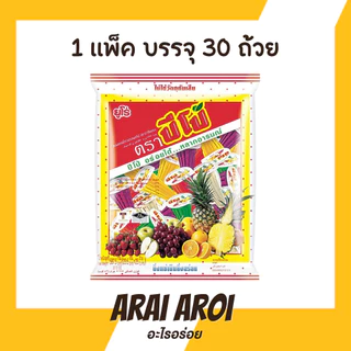 3 แถม 3 พร้อมส่ง🔥Euro Pipo ปีโป้ รสผลไม้ 30 ถ้วย/ถุง เนื้อนุ่มเด้ง หนึบหนับ หอมอร่อยดับร้อน 1 ถุงคละหลายรสชาติ