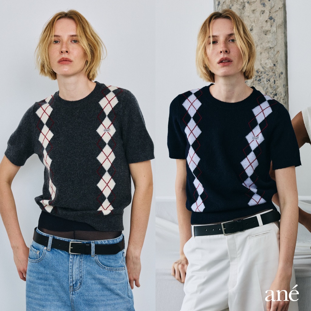 ané Argyle knit tee เสื้อไหมพรม
