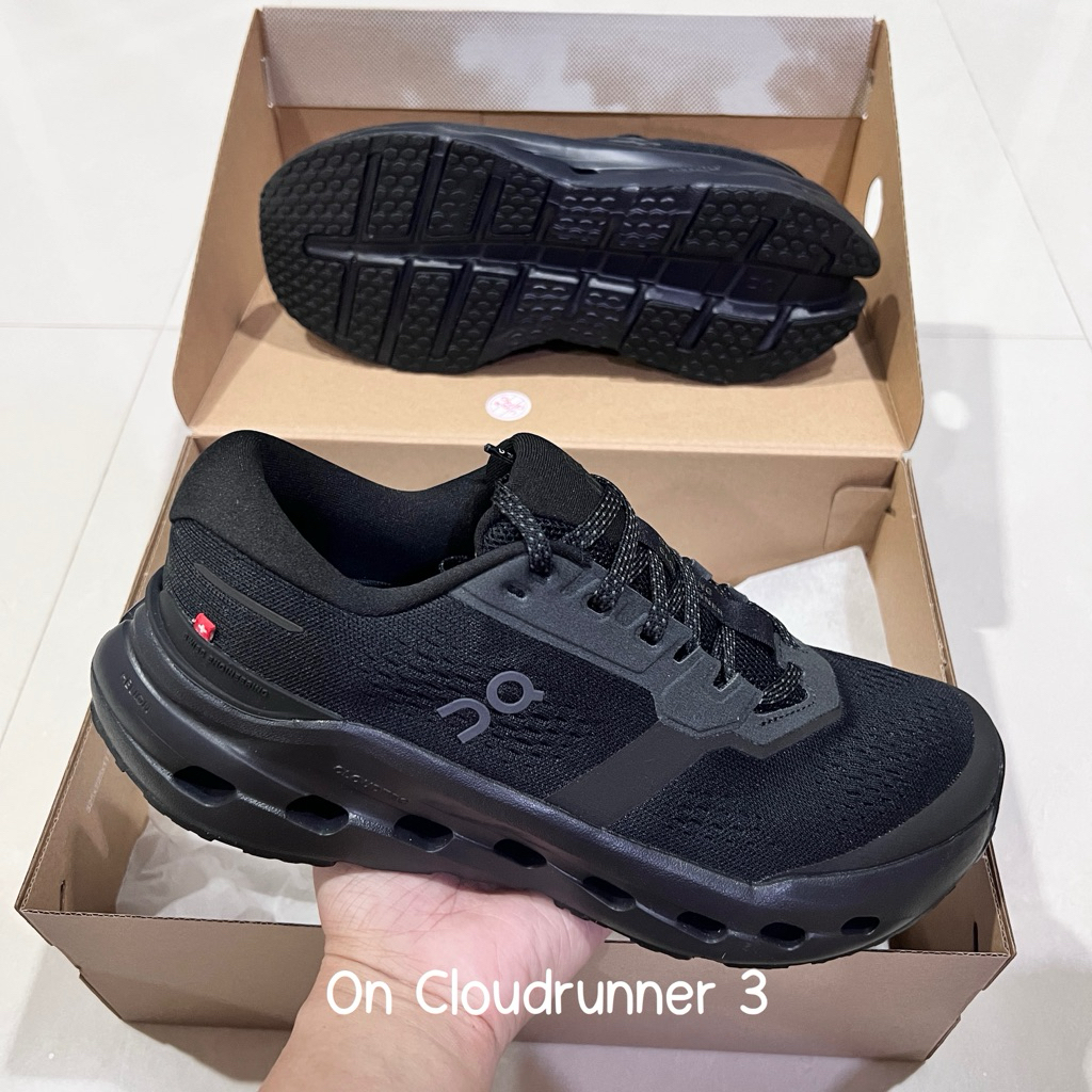 [มี 11M=29cm] รองเท้า On cloudrunner 3 สี Black/Black จากญี่ปุ่น