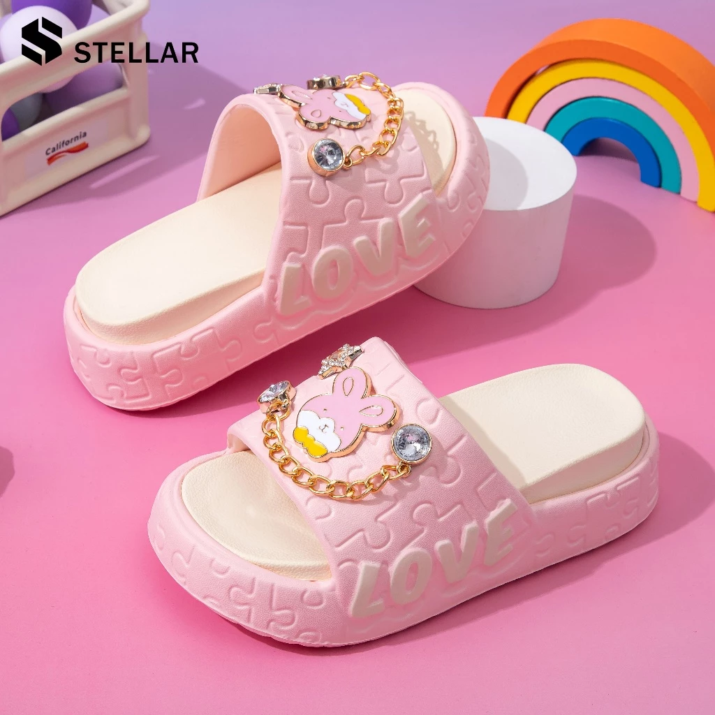 🍓พร้อมส่ง🍓STELLAR รองเท้าแตะสำหรับเด็ก การ์ตูนกระต่ายน่ารัก ด้านล่างนุ่มลื่น สบาย ราคาถูก ขนาด 24-35
