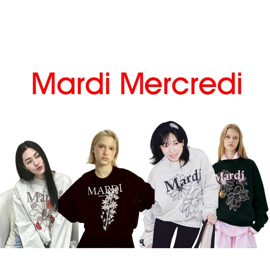 พร้อมส่งในไทย ของแท้ 100 %  MARDI MERCREDI Sweatshirt Triple Flower  F