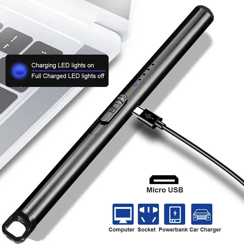 ที่จุดเทียนหอมชาร์จ USB ไฟแช็คไฟฟ้า ปลอดภัยไม่ใช้แก๊ส คุณภาพงานส่งออกทนทาน สีเงิน ราคา ถูกที่สุด ดีลบีเคเค แกลเลอรีภาพที่ 2
