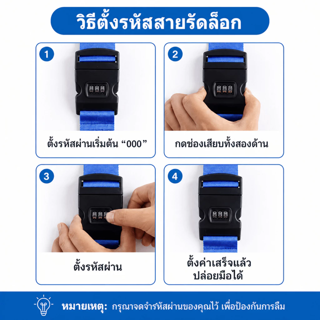 สายรัดกระเป๋าเดินทาง TSA มีรหัสล็อค คาด 4 ทิศ thumbnail 7