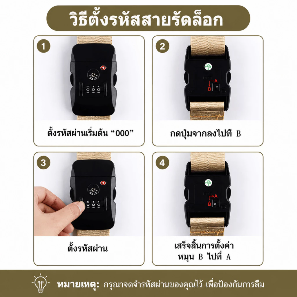 สายรัดกระเป๋าเดินทาง TSA มีรหัสล็อค คาด 4 ทิศ thumbnail 8