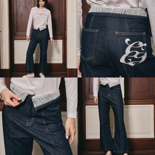 CHUUCHOP - (XS-6XL) Neptune Bootcut Jeans การเกงยีนส์ทรงบูทคัท ดีเทลพับเอว เก็บสัดส่วนได้ดี สาวอวบใส่ได้ (C8583)