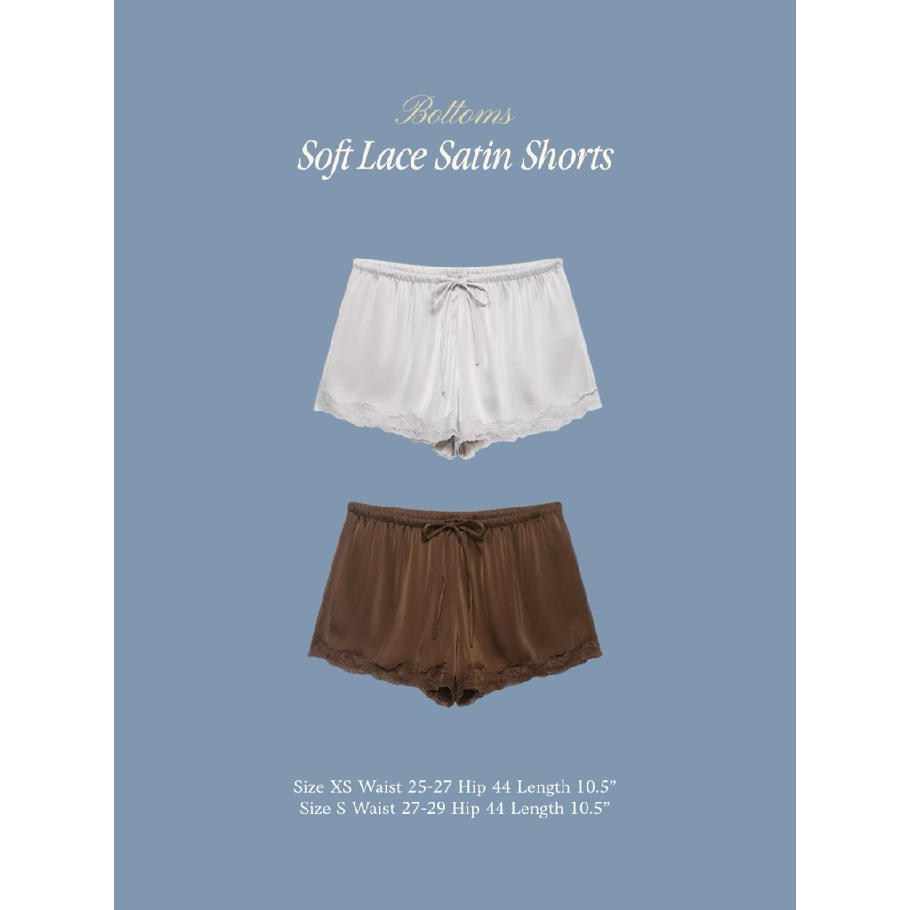SAY APPAREL: Soft lace satin shorts กางเกงขาสั้นซาตินแต่งลูกไม้