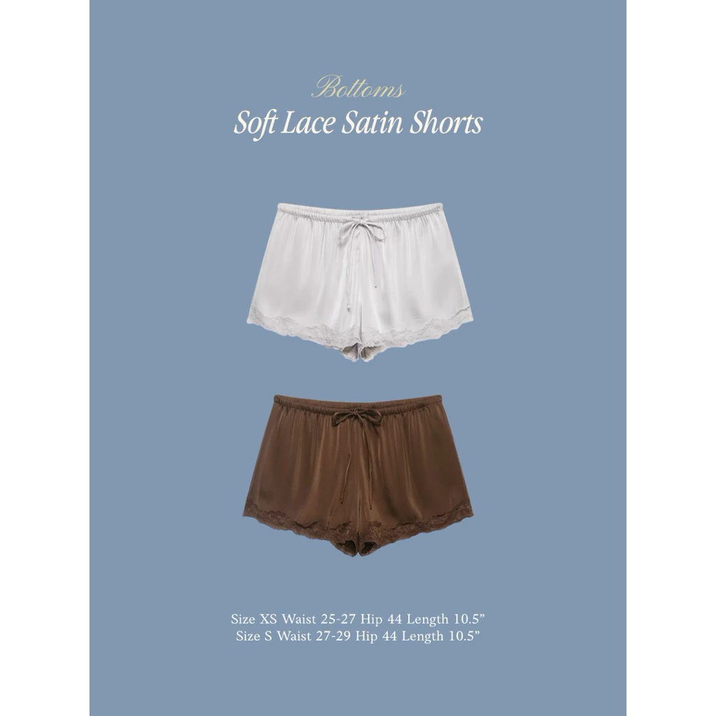 SAY APPAREL: Soft lace satin shorts กางเกงขาสั้นซาตินแต่งลูกไม้