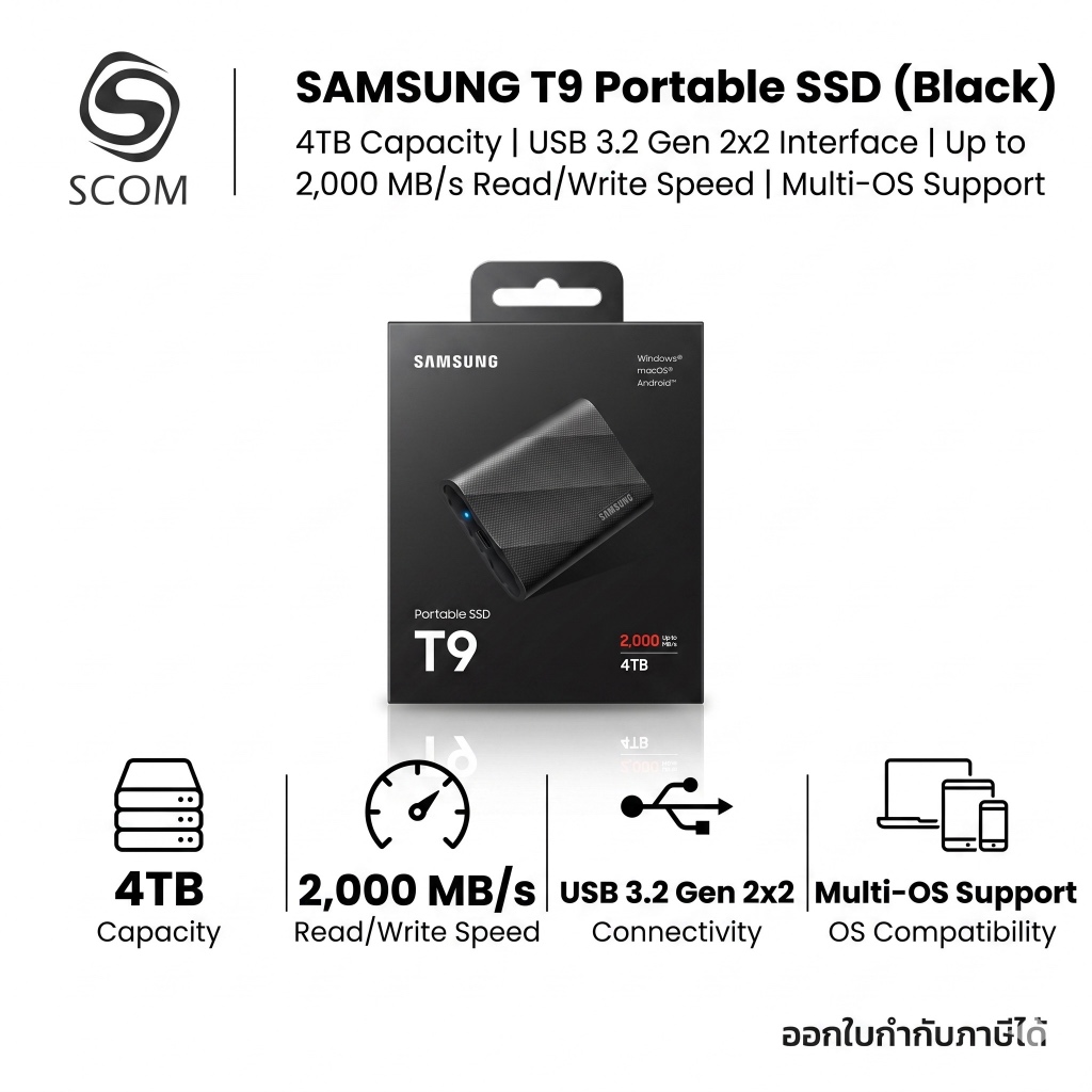 Samsung SSD T9 USB 3.2 Gen 2x2 4TB (MU-PG4T0B/WW)