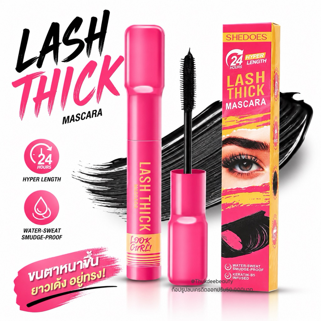 มาสคาร่า Shedoes Mascara​ มาสคาร่าขนตาหนา x5 ยาว เด้ง งอน ไม่เลอะง่าย ไม่แพนด้า มาสคาร่ากันน้ำ กัน​เหงื่อ​ ติดทน