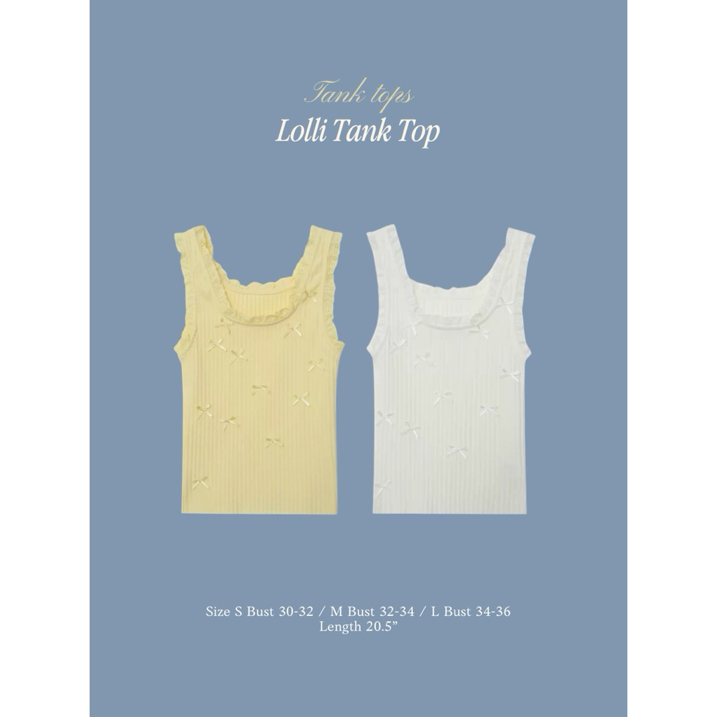 SAY APPAREL: Lolli tank top เสื้อกล้ามแต่งขอบลูกไม้และโบว์