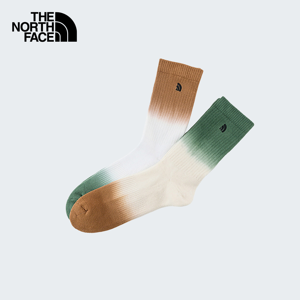 THE NORTH FACE COLORBLOCK LOGO 2PARIS (ASIA SIZE) - DUCK GREEN/LATTE ถุงเท้า