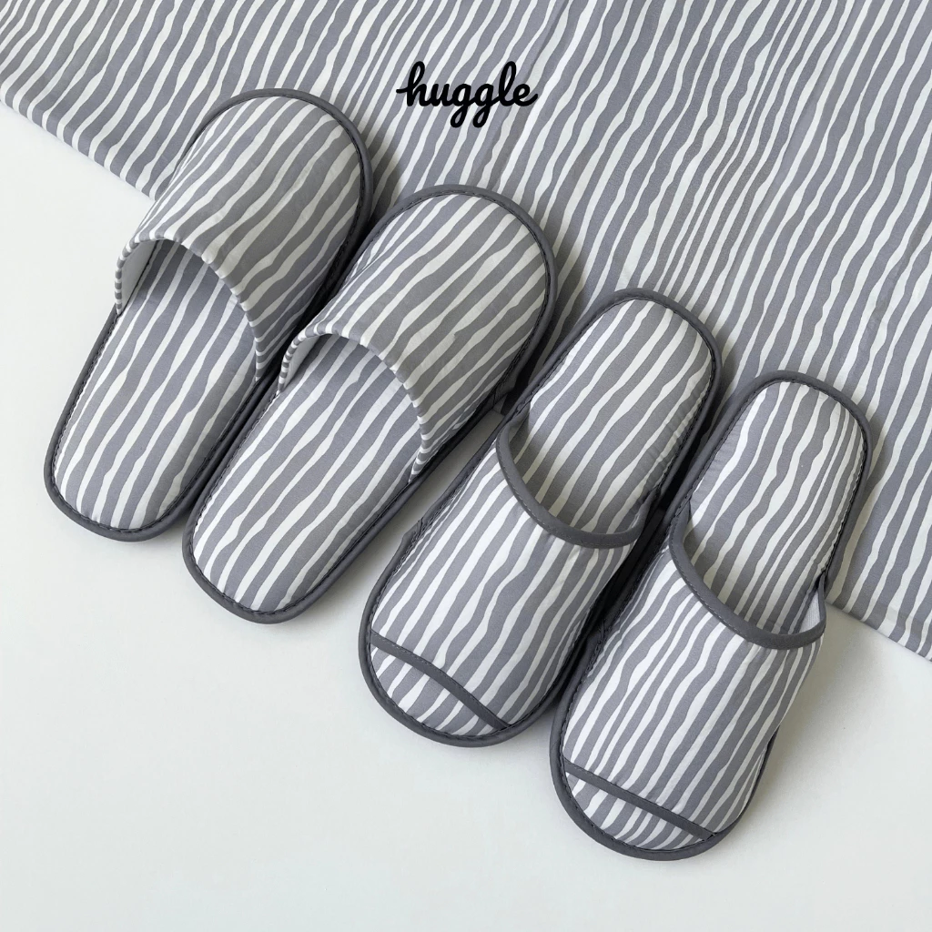 Wabi Sabi รองเท้าสลิปเปอร์หัวปิดและหัวเปิด รองเท้าใส่เดินในบ้าน ผ้าคอตตอล 100% ฟองน้ำหนานุ่มพิเศษ