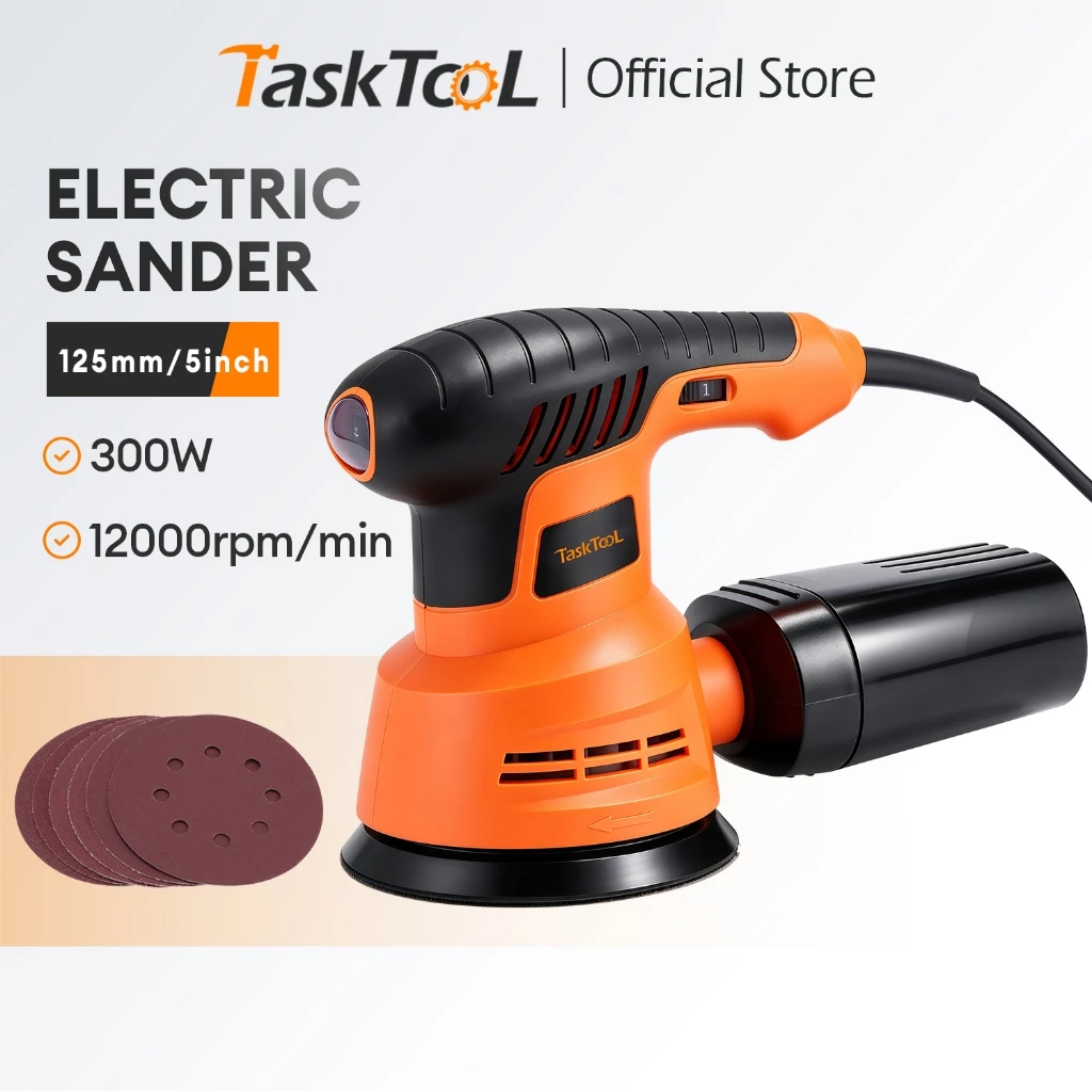 TASKTOOL เครื่องขัด 5 นิ้ว เครื่องขัดกระดาษทราย แบบกลม (ขัดสั่น) 300W Circular Orbital Sander