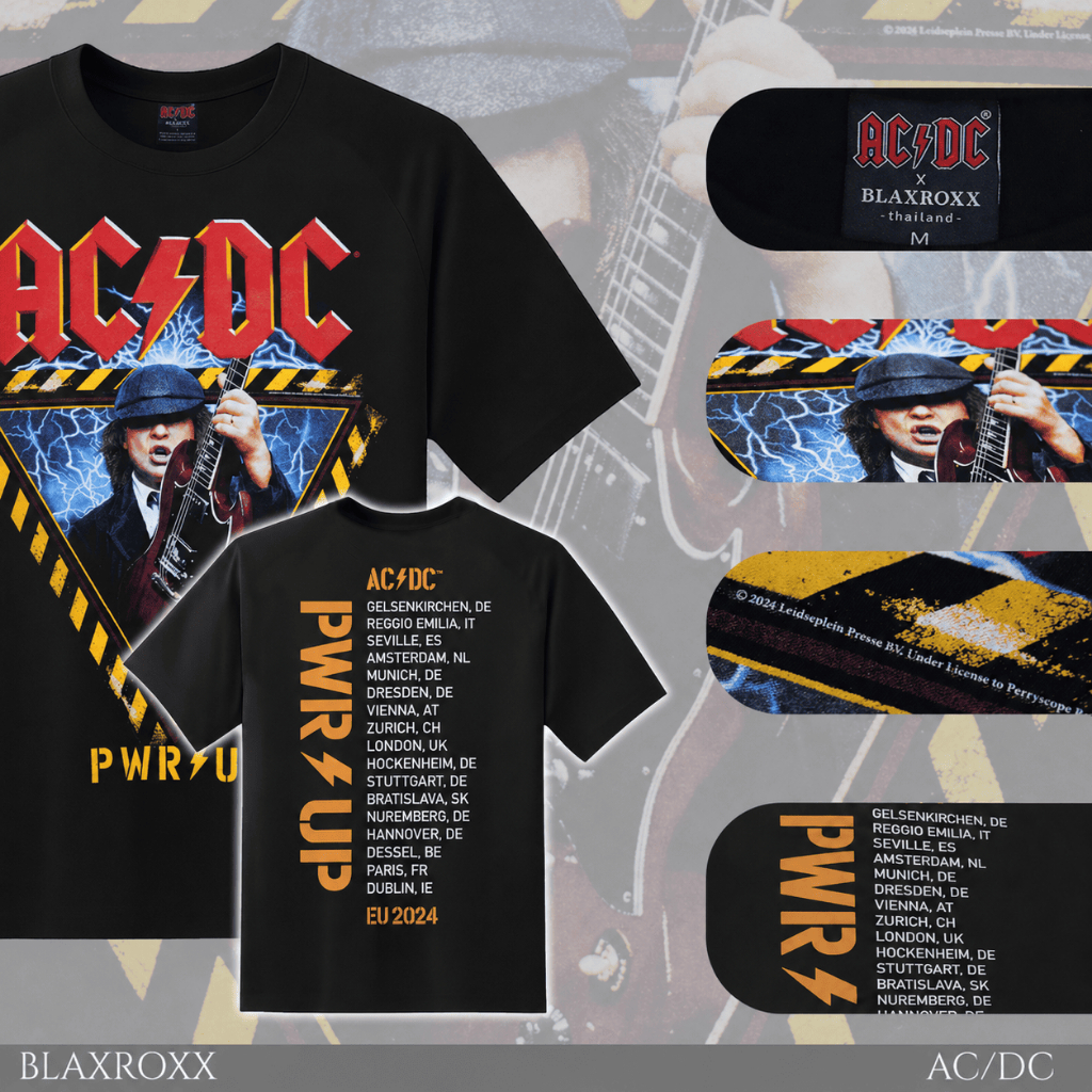 BLAXROXX | AC/DC® | ACDC0014] | เสื้อยืดคอกลม แขนสั้น | สกรีนลายคมชัด ไม่หลุดลอก | Cotton100%