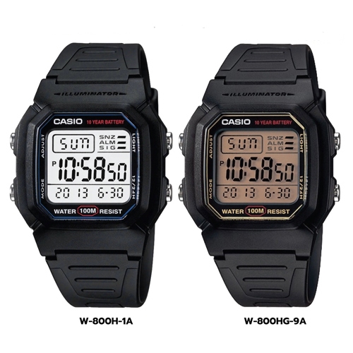 CASIO นาฬิกาข้อมือผู้ชาย สายเรซิ่น รุ่น W-800,W-800H,W-800HG,W-800H-1A,W-800HG-9A