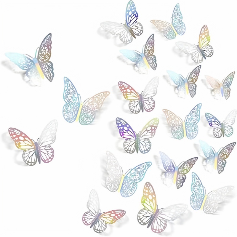 12Pcs🦋สติกเกอร์ผีเสื้อ 3Dโลหะ ผีเสื้อ 3มิติ สวย ติ๊กเกอร์ติดผนังผีเสื้อ ลายเหมือนจริง สําหรับติดตกแต่งผนัง ของตกแต่งบ้าน
