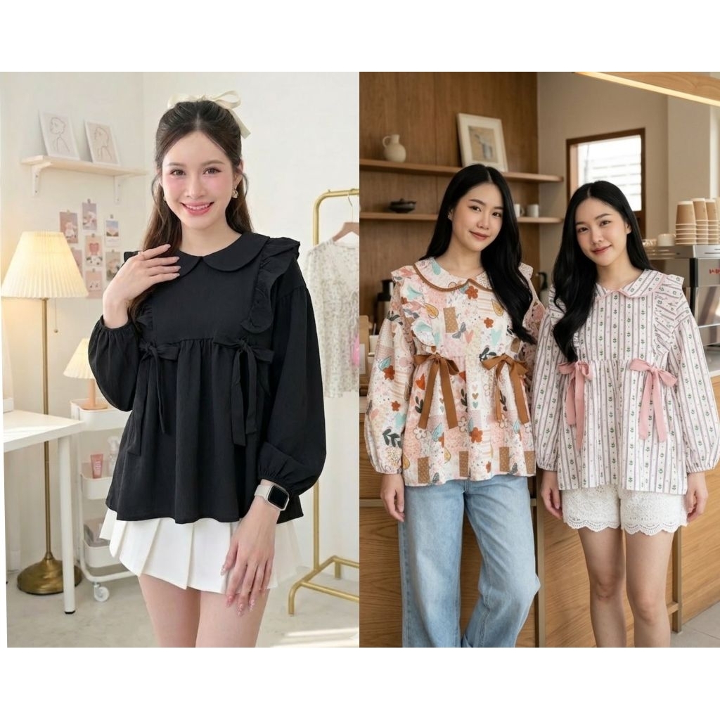 เสื้อคอบัวแขนยาว​ อกหน้าผ้า​ 42 นิ้ว​ยาว​ 24 นิ้ว​ราคา​ 209บาท​