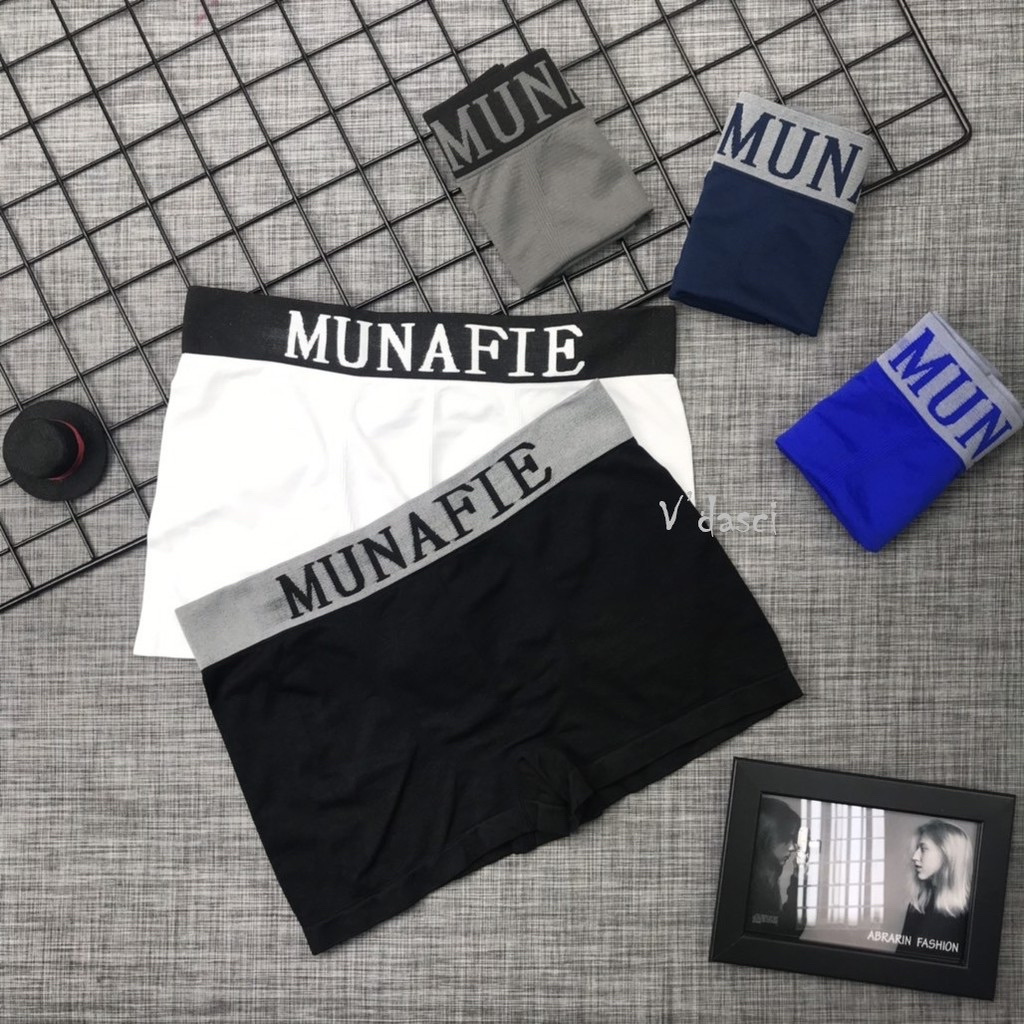 MNF-07 Boxer Munafie บ๊อกเซอร์ชาย กางเกงในผู้ชาย ผ้าไม่บาง พร้อมส่ง มีถุงซิป