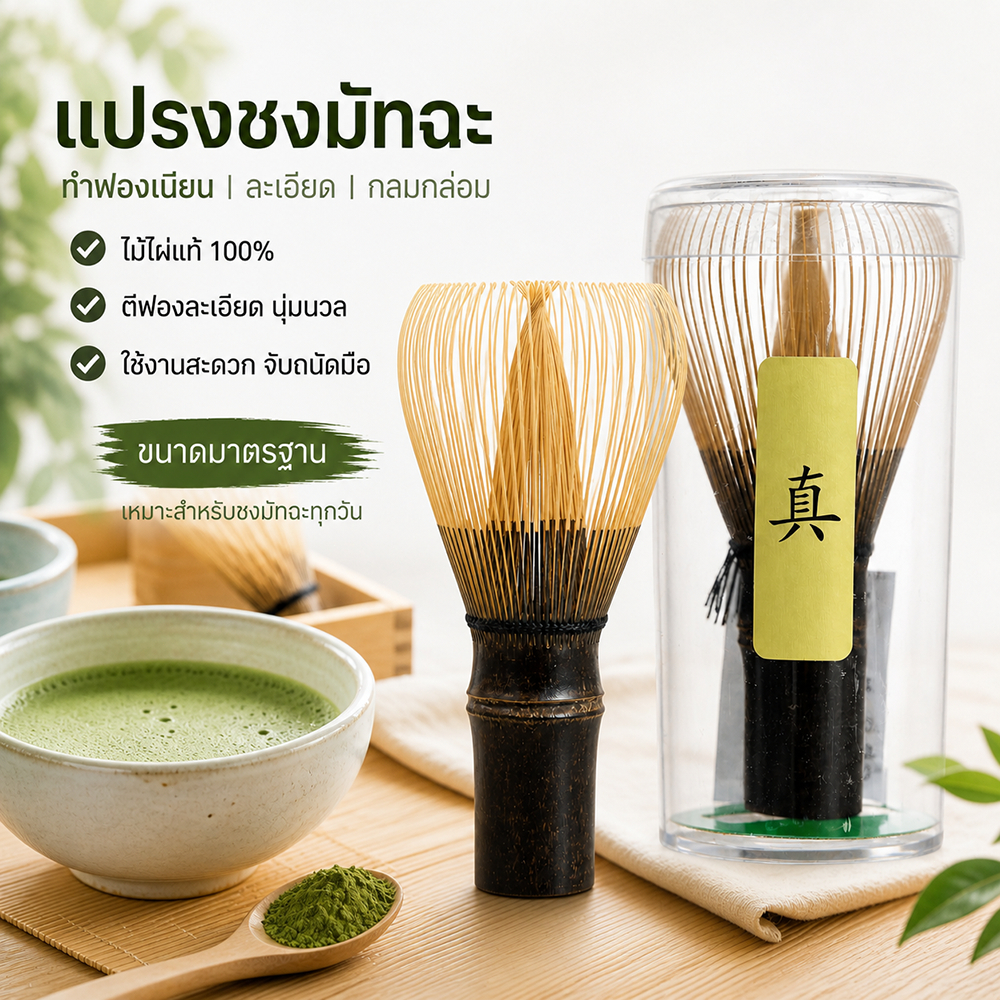 แปรงชงชาเขียวมัทฉะ Chasen ไม้ไผ่ม่วงหายาก (10.5 ซม.) รุ่นพรีเมียม 2025 แปรงคนมัทฉะรุ่นจริง ตีฟองเนียนสไตล์ Home Cafe