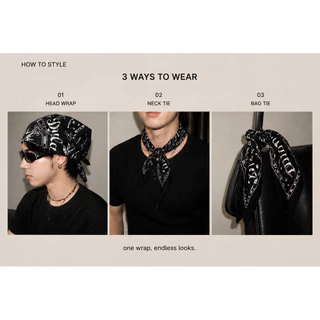 ผ้าพันคอ Bandana ผ้าฝ้าย Cotton ลายวินเทจ 55×55 ซม. สายแฟชั่นสตรีท