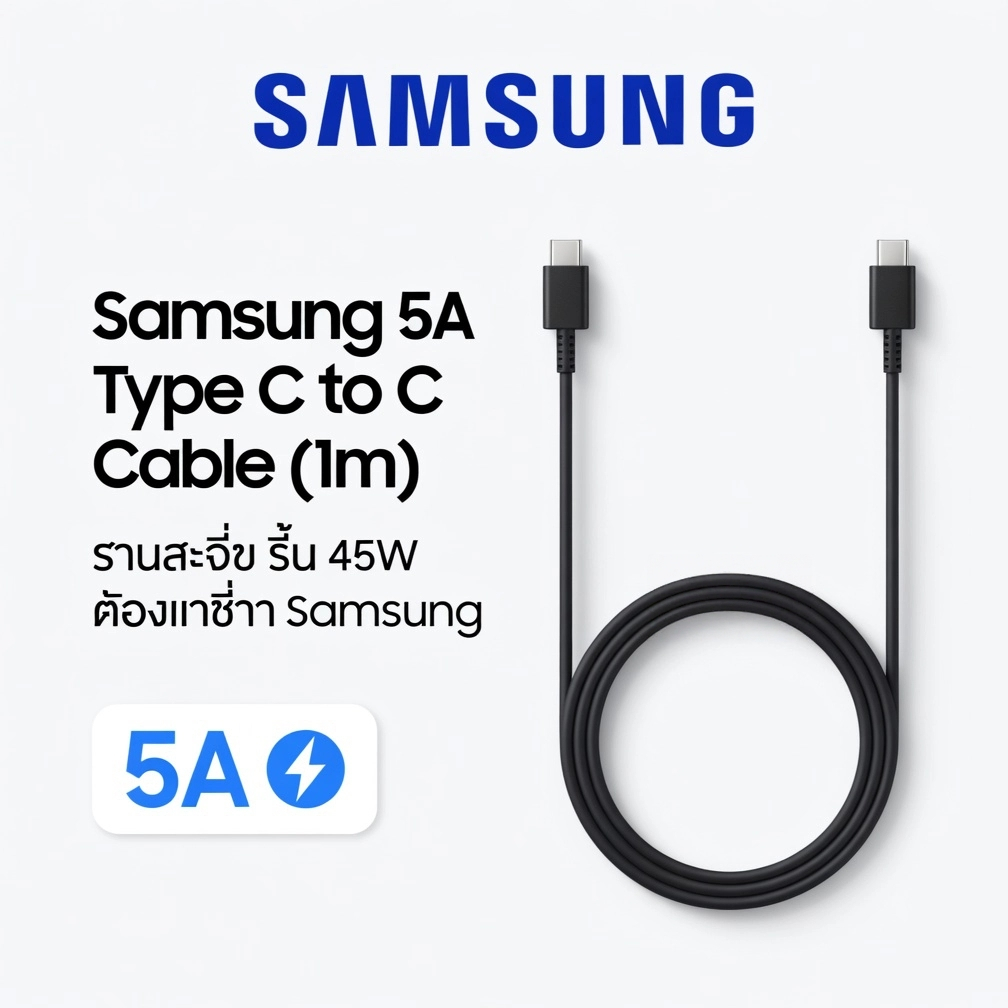 Samsung 45W Cable ( 5A ) Type C to C Cable (1m) สายชาร์จเร็ว 45W ของแท้จาก Samsung