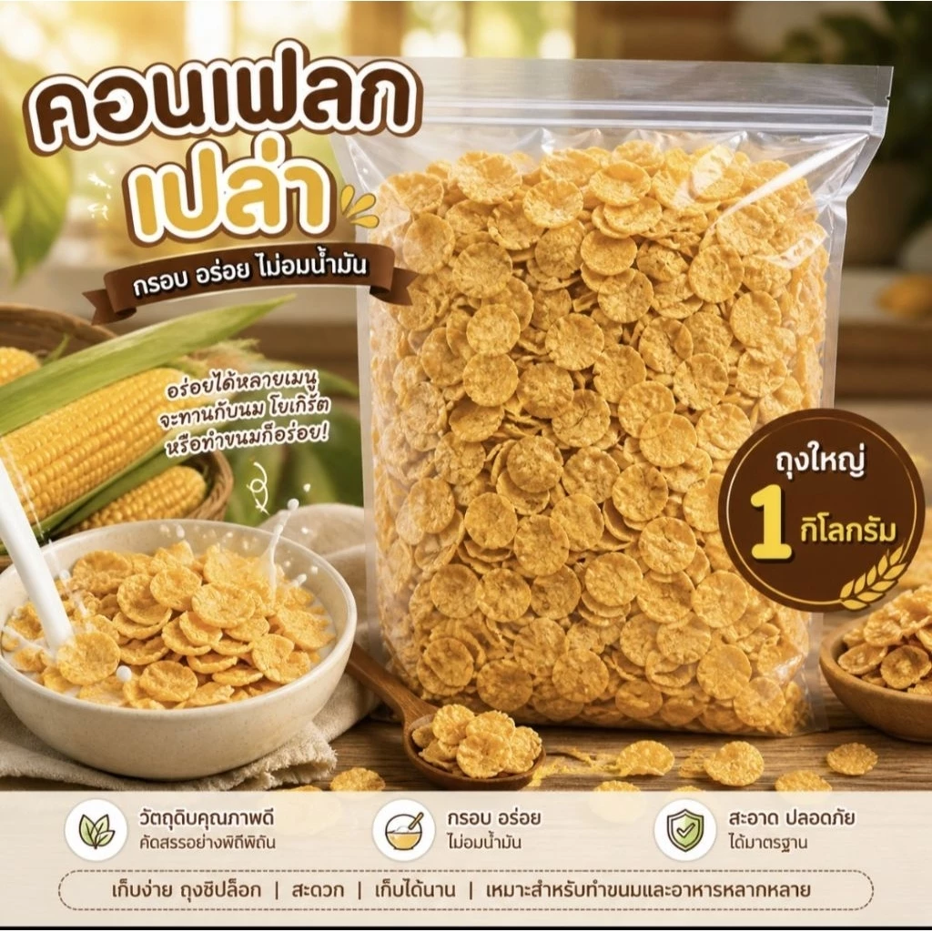 ขายส่ง คอร์นเฟลกเปล่า ขนาด 1 กิโล