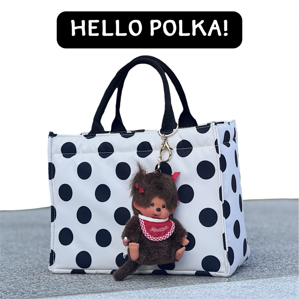 Hello Polka! กระเป๋าสะพายลายจุดสีดำ