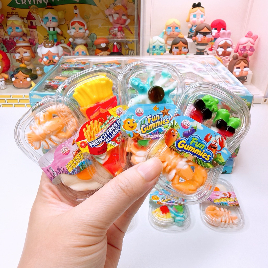 เยลลี่กัมมี่ถาด ฟาสต์ฟู้ด สัตว์ทะเล ไข่ดาว+ปู (1 กล่อง 30 ชิ้น)