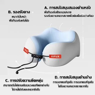 หมอนรองคอแบบพกพา หมอนรองคอนเมมโมรี่โฟม หมอนเดินทาง U ออกแบบรับรองคอ ช่วยลดเมื่อยล้า