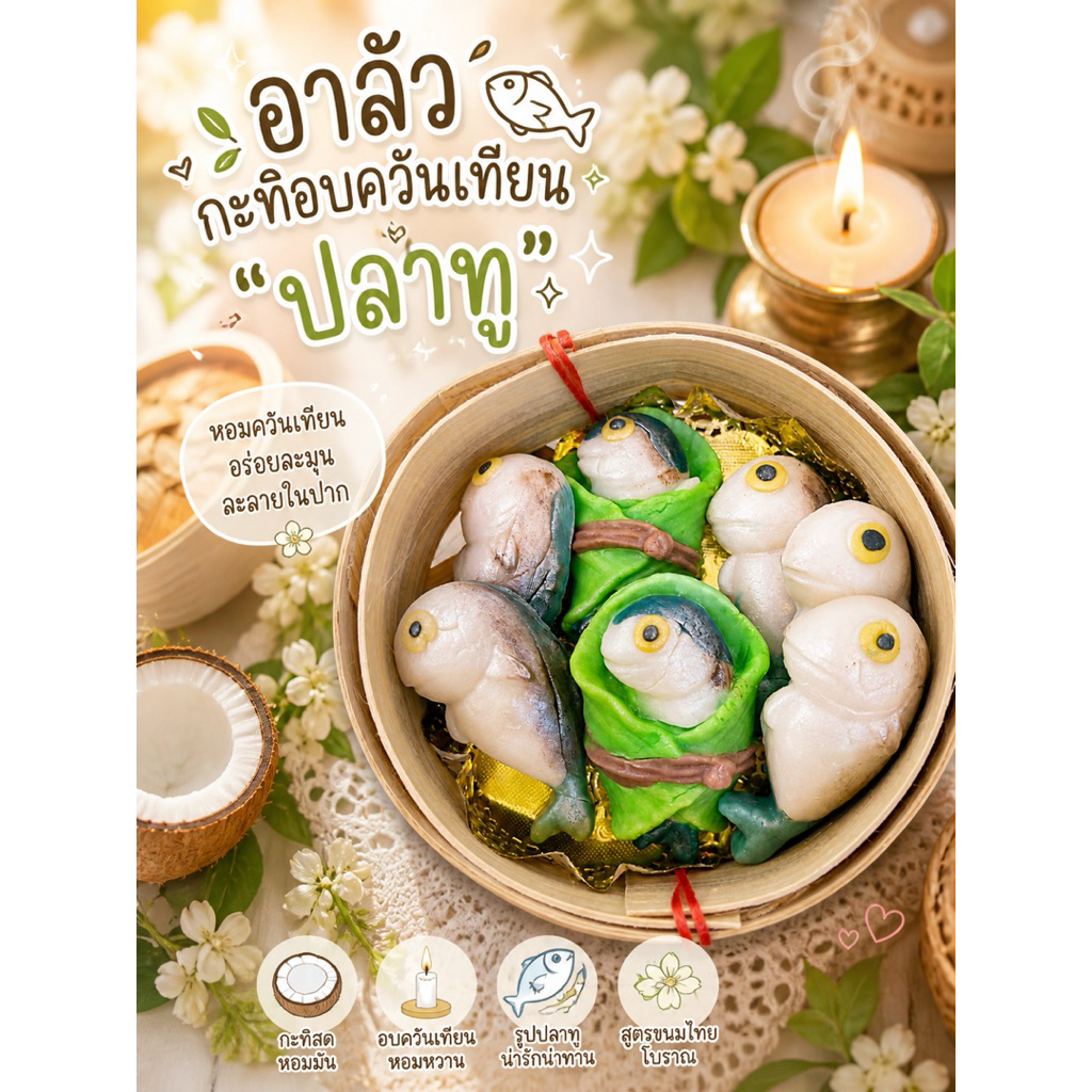อาลัวปลาทูในเข่งน้อยสุดน่ารัก🐟🐟ขนมของขวัญของฝาก/หรือทานเองสุดอร่อย