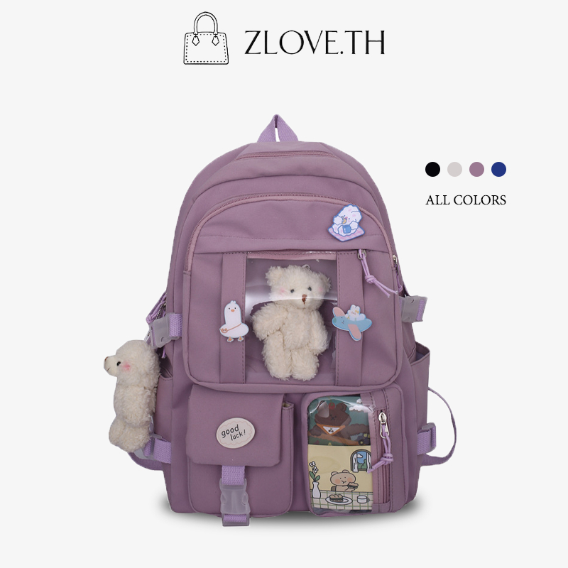 ZLOVE กระเป๋าเป้สไตล์ INS ความจุมาก กระเป๋านักเรียนเวอร์ชั่นเกาหลี สไตล์สาวป่า