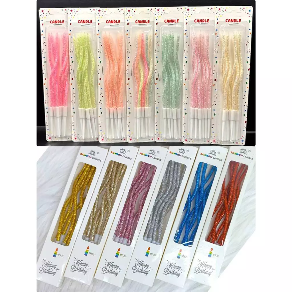 เทียนวันเกิดแบบเกลียว สีกลิตเตอร์(พร้อมส่ง)