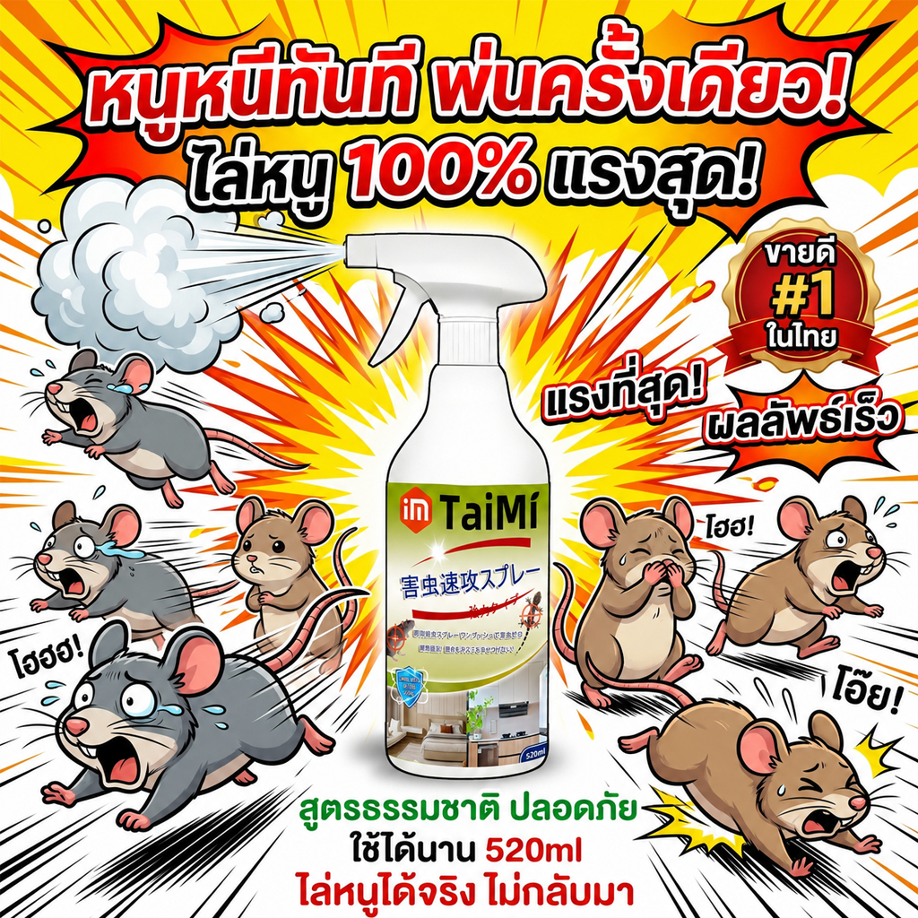 🐭ฉีดปุ๊บหนูหนีทันที!  สเปรย์ไล่หนู 520ml สูตรพืช กันหนู ไล่หนูในบ้าน ห้องครัว ห้องเก็บของ กลิ่นไม่ฉุน ปลอดภัยต่อคนแ