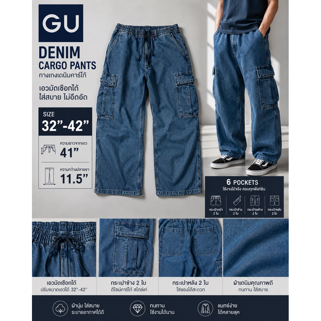 GU Denim Cargo Pants [TS004]