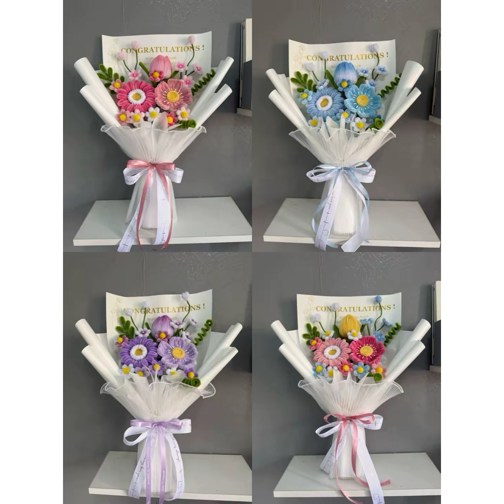ช่อดอกไม้ลวดกำมะหยี่ รวมดอก สูง 45-48 cm (จัดทำ1-3วัน)