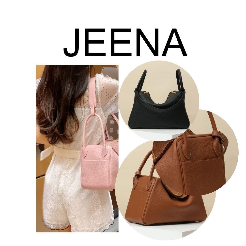 JEENA Soft 26 cm หนังวัวแท้ Togo กระเป๋าถือผู้หญิง กระเป๋าสะพายข้าง กระเป๋าหนังแท้แฟชั่น