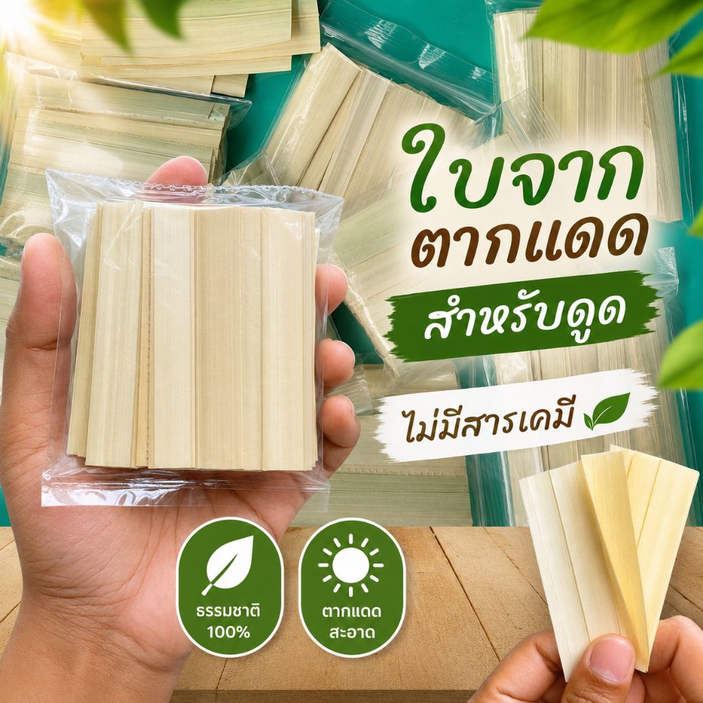 ใบจากตากแดดแท้ๆ จากสุราษฎร์ธานี1 ห่อมีประมาณ 25 ถึง 30 ใบ