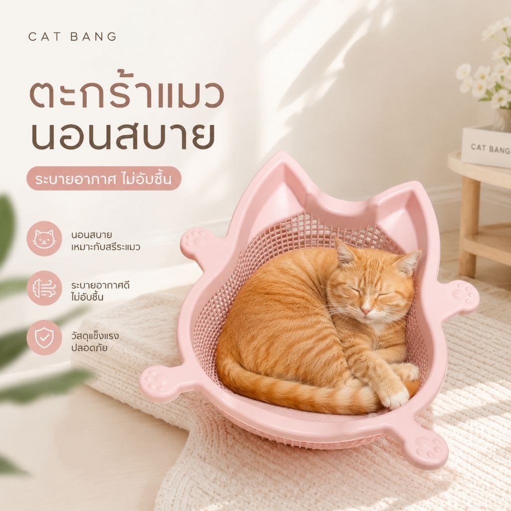 ตะกร้าแมว Catbang เข่งแมว สั่งตรงจากเกาหลี🇰🇷  ของแท้ 100% (ตะกร้าพร้อมฐาน)